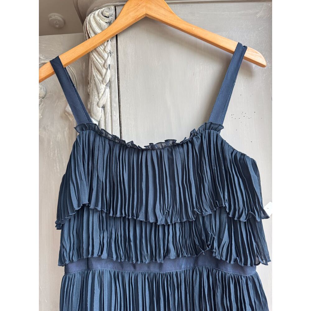 Cinq À Sept Elaine Dress Sz 6 NWT Sleeveless Navy Blue Tiered Pleated Midi Dress - Picture 7 of 16